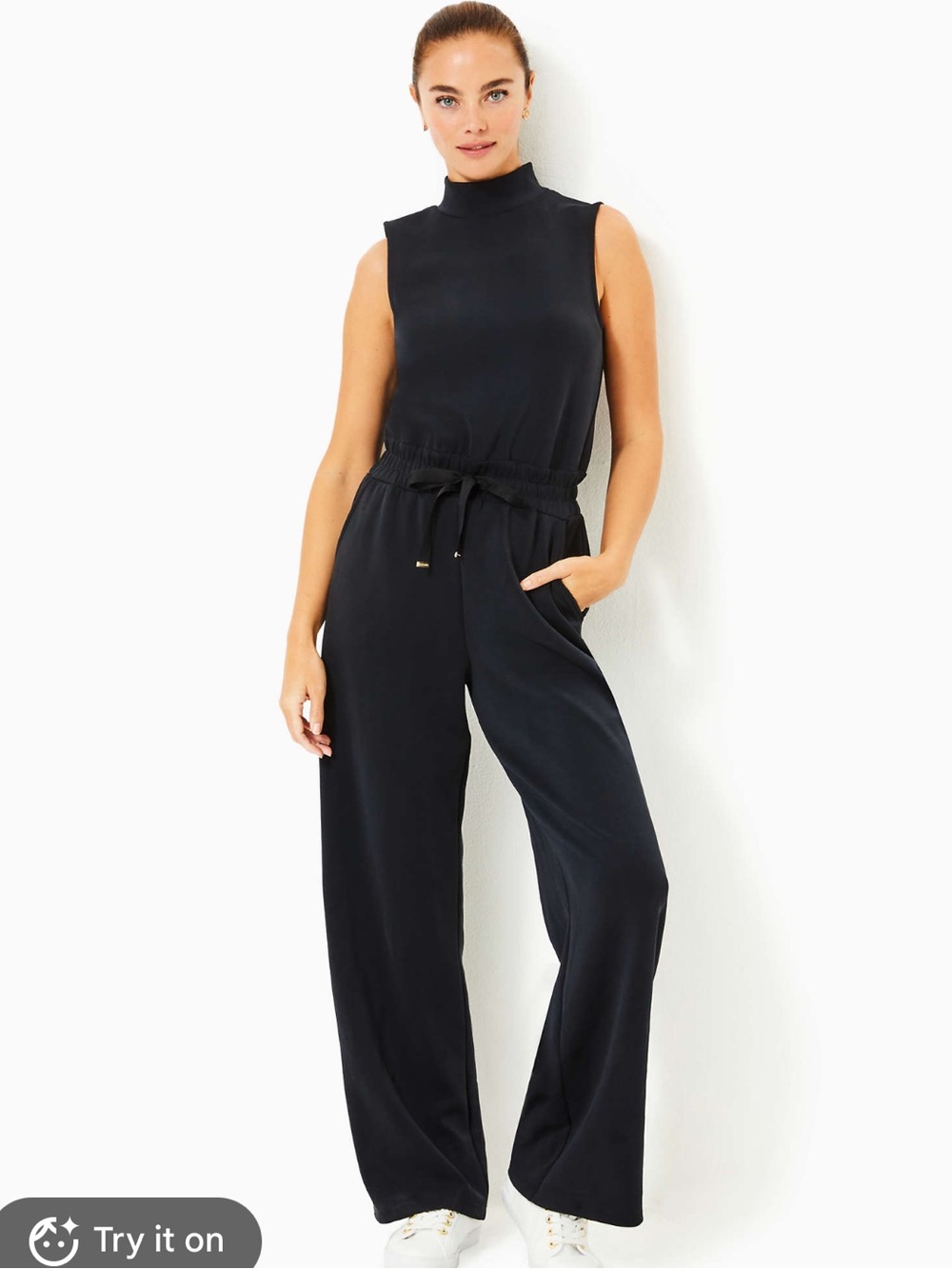 Lilly Pulitzer Black Sleeveless Drawstring Waist Jumpsuit